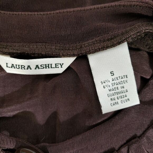 Laura Ashley Womens Cardigan Small Brown Stretch Knit Slinky 1 Button 3/4 Sleeve - Picture 7 of 8